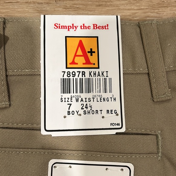 A+ School Apparel Boy’s Khaki Shorts School Uniform 7897R ~ NWT - Picture 4 of 4